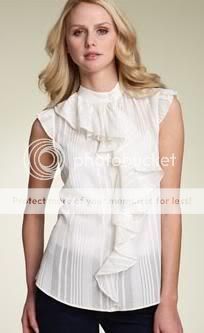 MARC BY MARC JACOBS white strips ruffles cotton blouse for $94 -shopyop